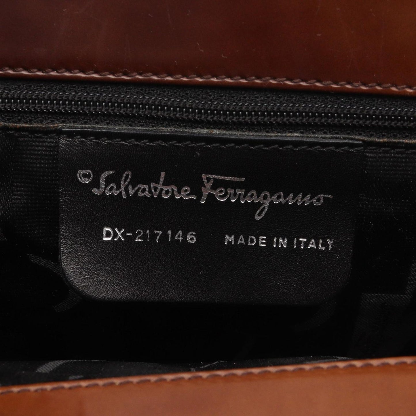 Salvatore Ferragamo Dark Brown Leather 2-Way Shoulder Handbag