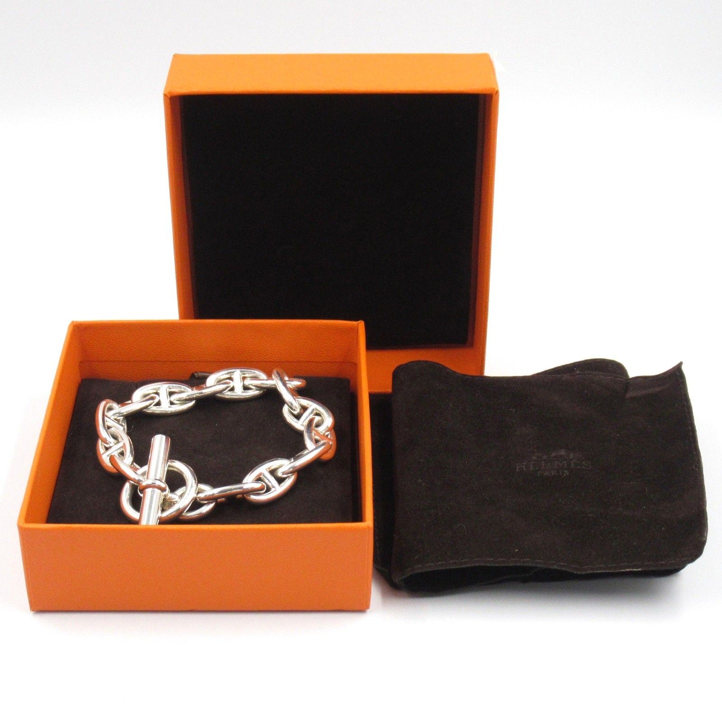 HERMES Silver 925 Chaine d'Ancre GM Bracelet - 19cm