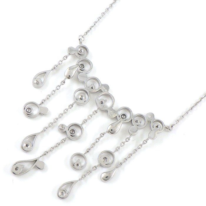 Elegant Diamond Fringe Swing Drop Necklace in K18 White Gold