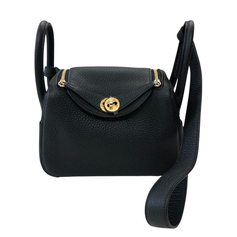 HERMES Lindy Mini Black with Gold Hardware - Timeless Elegance