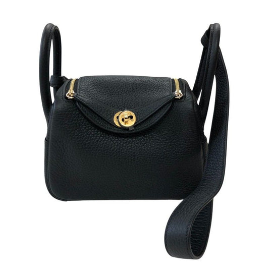 HERMES Lindy Mini Black with Gold Hardware - Timeless Elegance