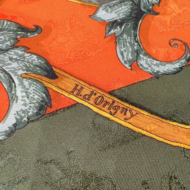 HERMES Carre 90 Linstrvction dvroy Green Multi Silk Scarf