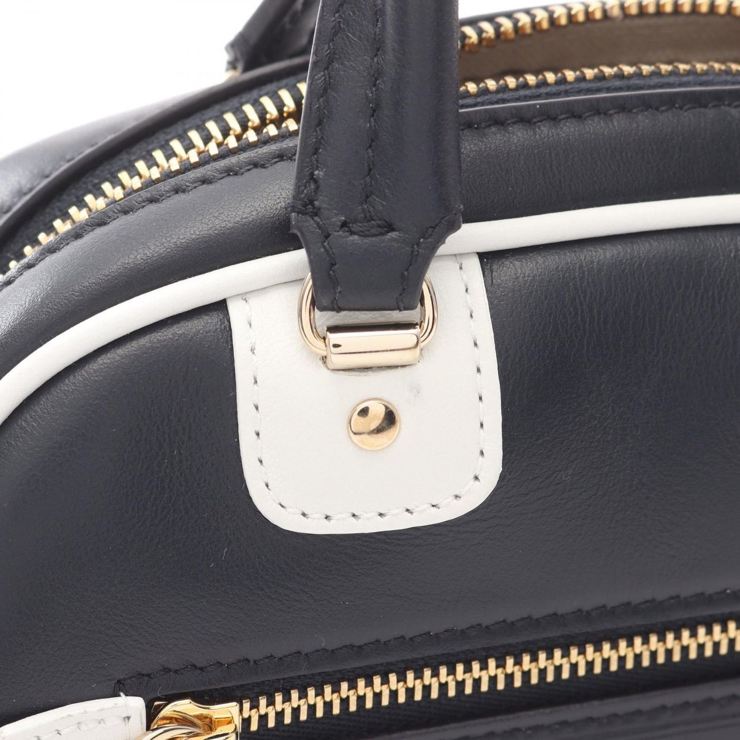 Dior VIBE Mini Bowling Bag in Navy/White Leather - Exquisite Craftsmanship