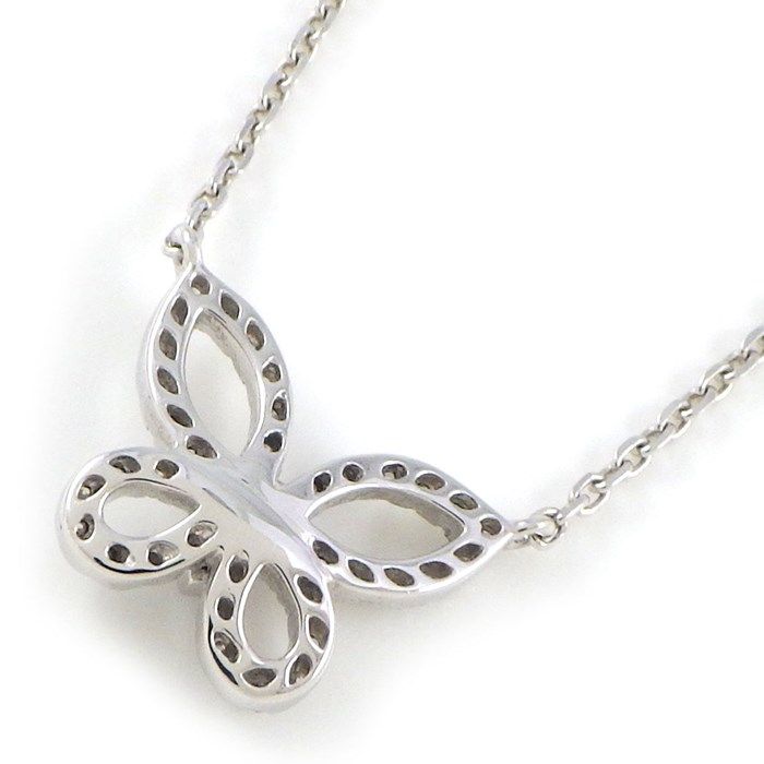 Graff Mini Butterfly Silhouette Necklace in K18 White Gold with Diamonds