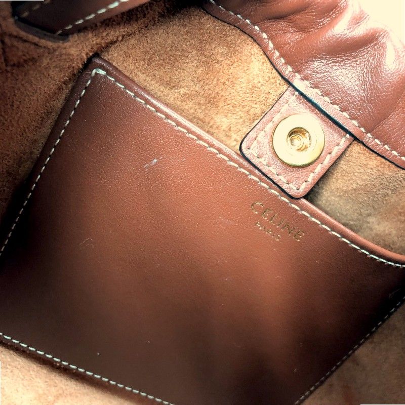 CELINE Small Cabas Drawstring Triomphe Bag in Tan with Gold Hardware