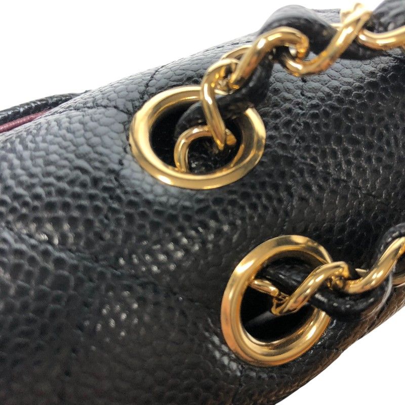 CHANEL Matelassé 25 Black Caviar Skin Shoulder Bag with Gold Hardware