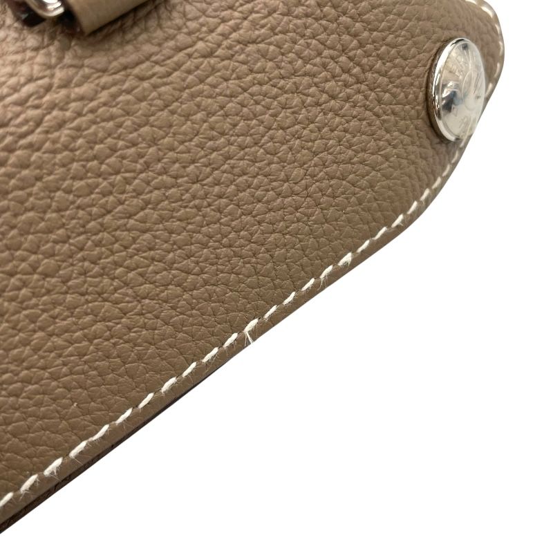 HERMES Vidpoche U Stamp Etoupe Togo Leather Shoulder Bag