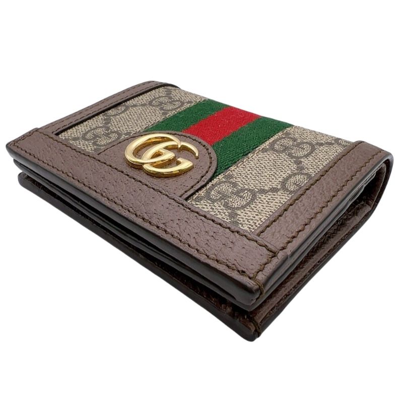 GUCCI Ophidia GG Mini Wallet - Brown with Gold Hardware