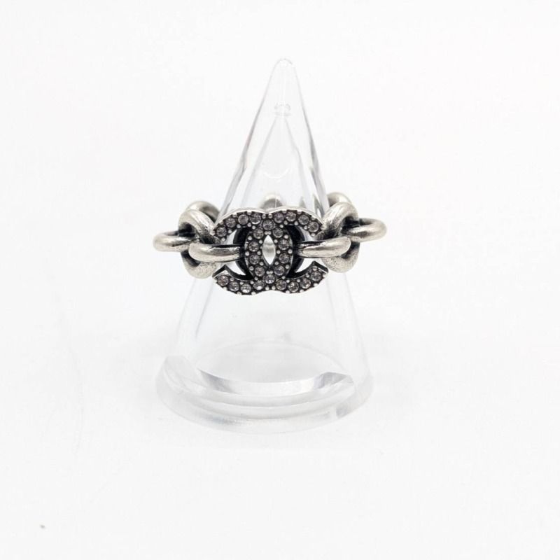 CHANEL Coco Mark Ring #13 in Silver with Rhinestones