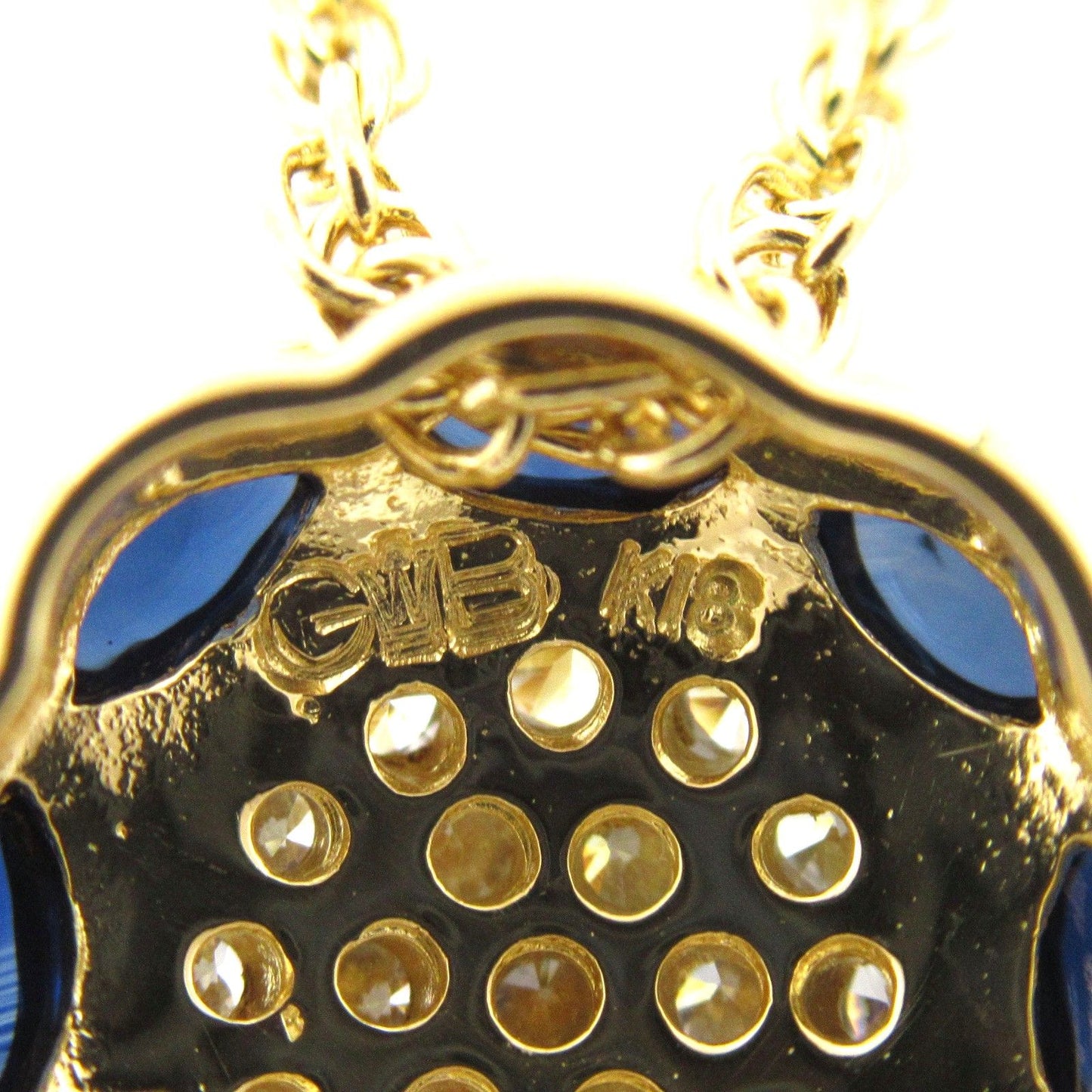 Exquisite K18 Yellow Gold Diamond & Sapphire Necklace - 40cm