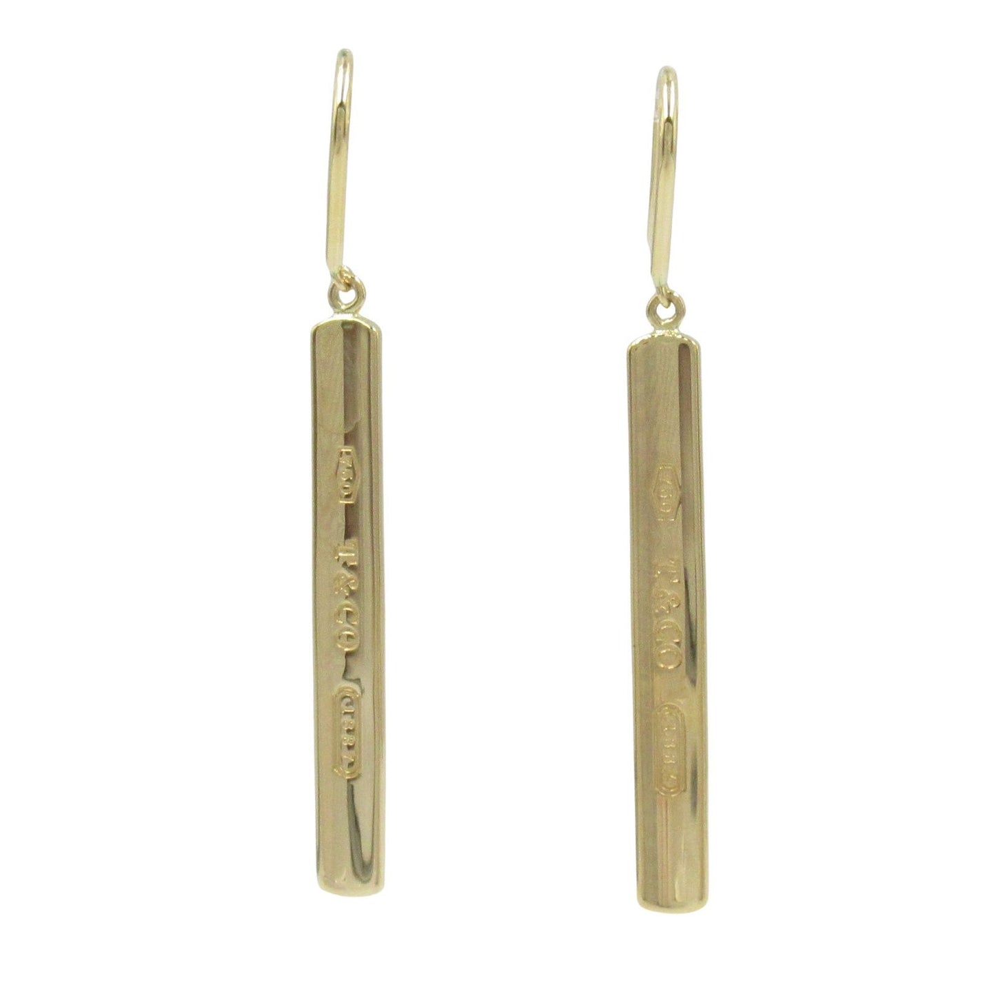 TIFFANY & CO 1837 Plate Earrings in K18 Yellow Gold