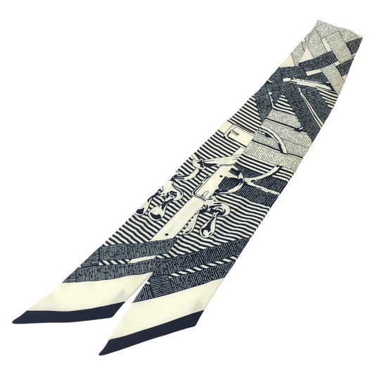 HERMES Twilly Silk Scarf in Navy - Timeless Elegance