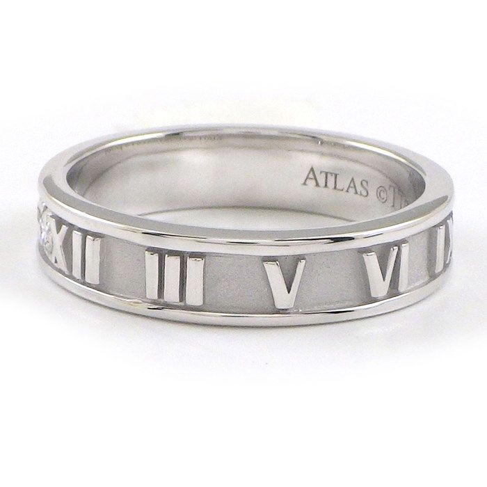 Tiffany & Co. Atlas Ring with 3 Diamonds in 18K White Gold