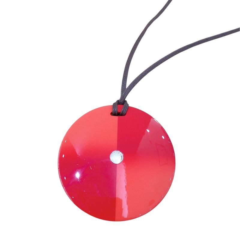 HERMES Minimal City Pendant Necklace in Red/Orange Buffalo Horn