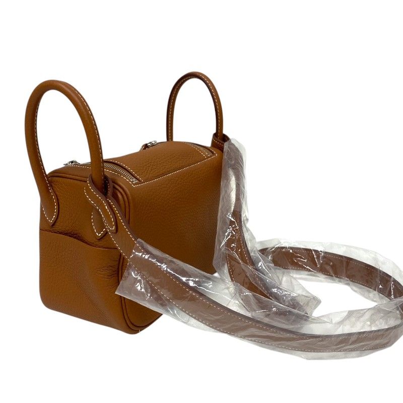HERMES Lindy Mini Shoulder Bag in Gold with Silver Hardware