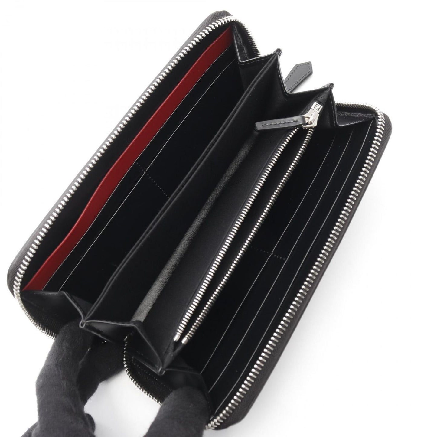 FENDI Shadow Zucca Round Long Wallet - Black Leather, Unisex