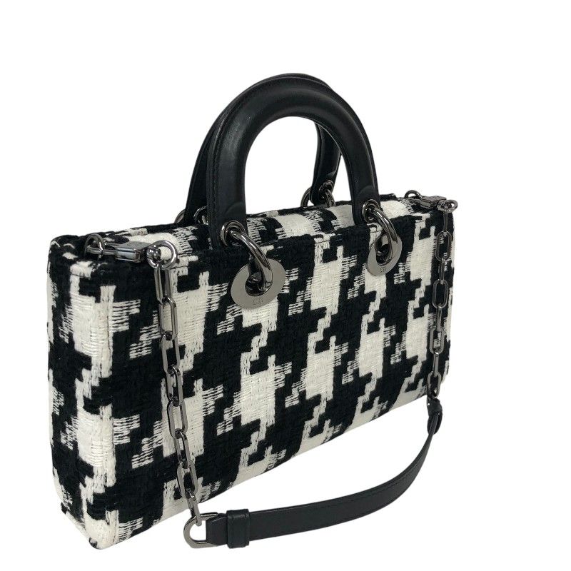 Christian Dior Lady D-Joy Medium Handbag in Black/White Tweed