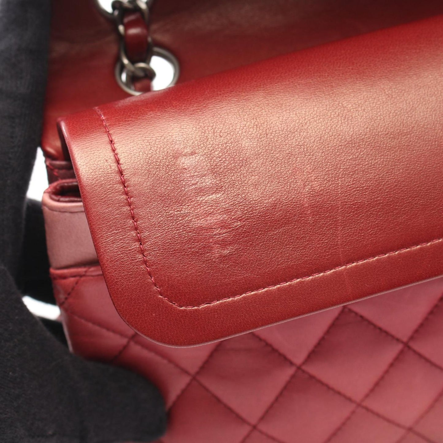 CHANEL Matelassé Double Flap Shoulder Bag in Red Gradient Lambskin