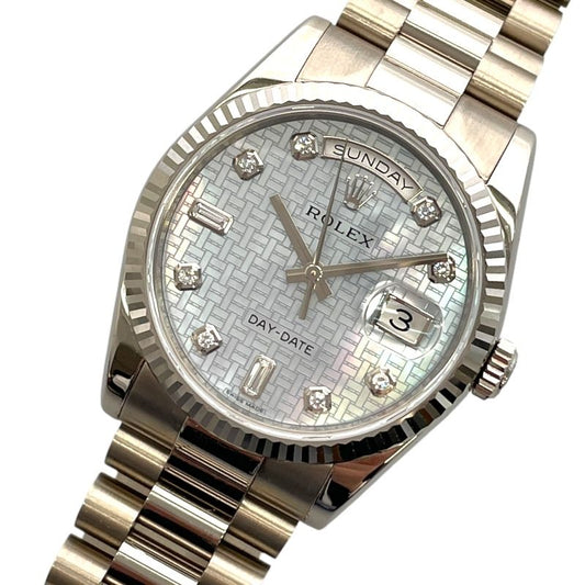 ROLEX Day-Date 36 118239A Blue Shell K18WG Automatic Watch