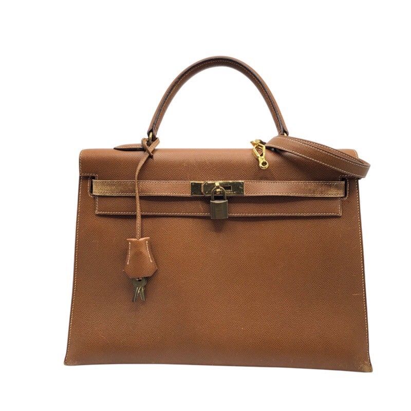 HERMES Kelly 35 Shoulder Bag in Gold with Gold Hardware