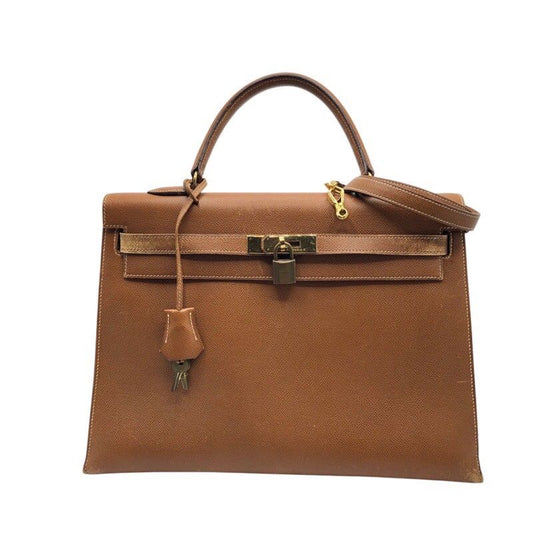 HERMES Kelly 35 Shoulder Bag in Gold with Gold Hardware