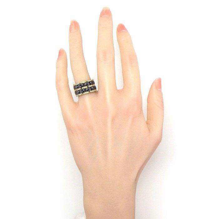 CHANEL Ultra Wide Diamond Ring in Black Ceramic & K18YG
