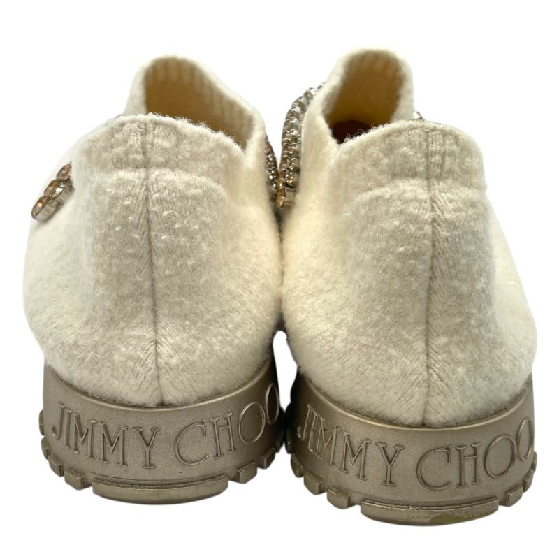 Jimmy Choo White Bejeweled Knit Slip-On Sneakers for Women