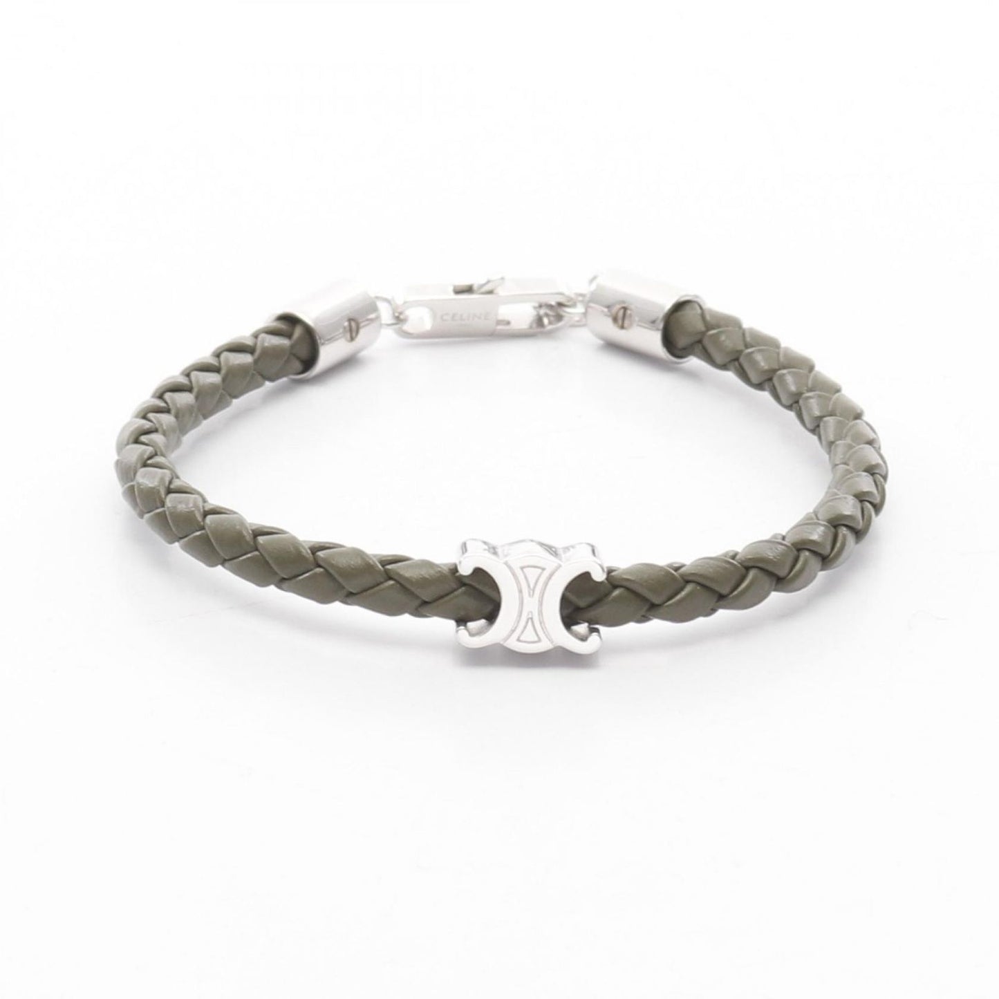 CELINE Triomphe Beach Bracelet in Khaki/Silver - Exquisite Craftsmanship