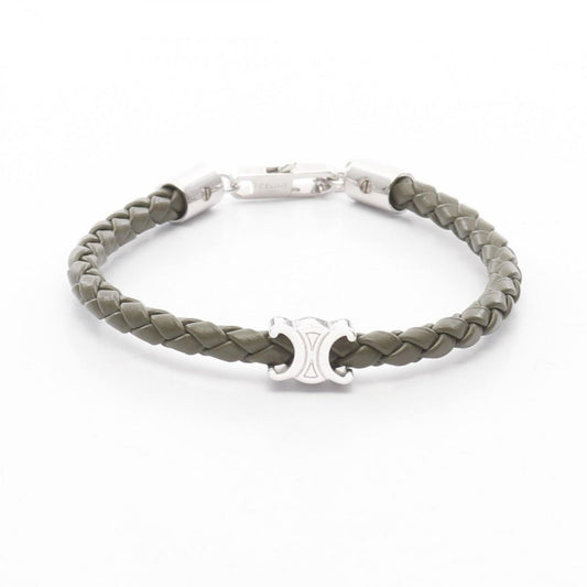CELINE Triomphe Beach Bracelet in Khaki/Silver - Exquisite Craftsmanship