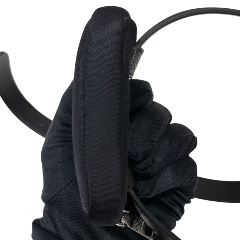 PRADA Saffiano Pouch Belt 34/85 Black & Gold Hardware