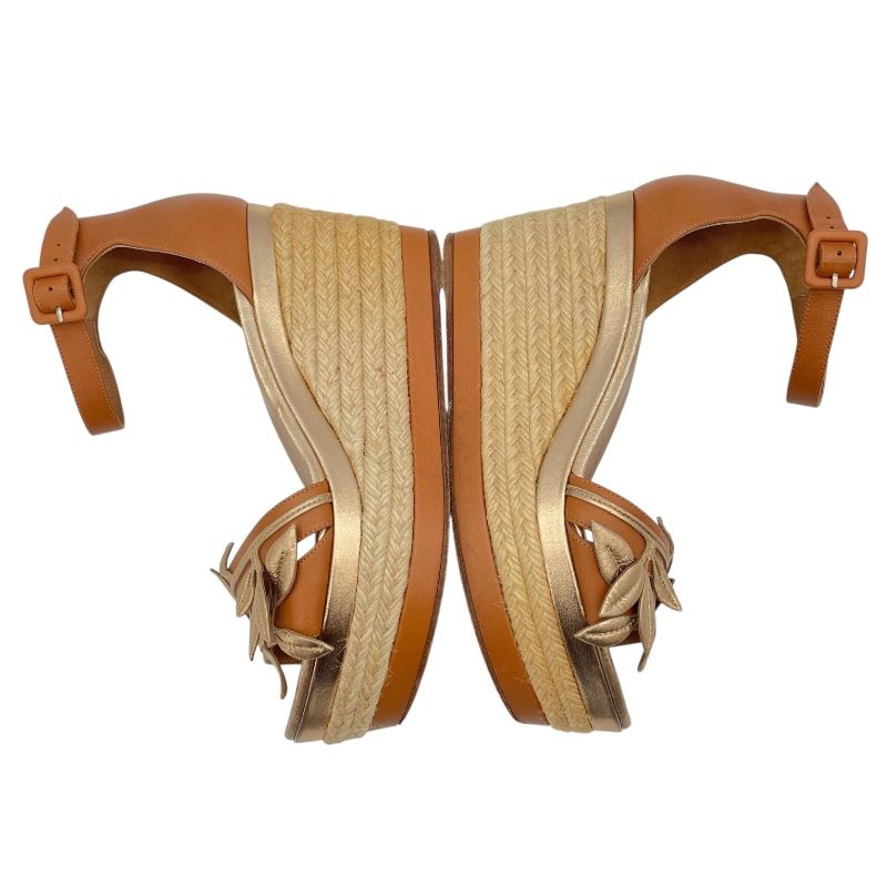 HERMES Brown Espadrille Sandals for Women - Size 37.5