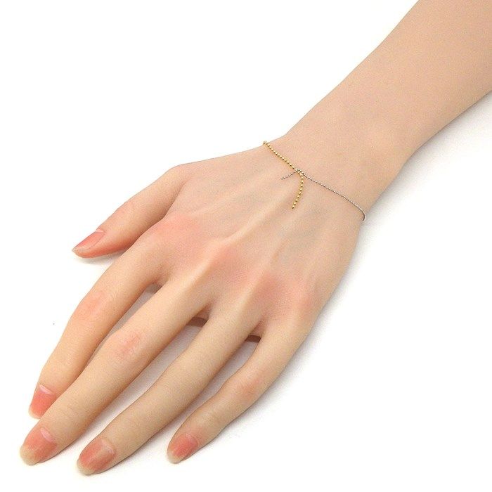Exquisite K10YG & K10WG Two-Tone Ball Chain Bracelet
