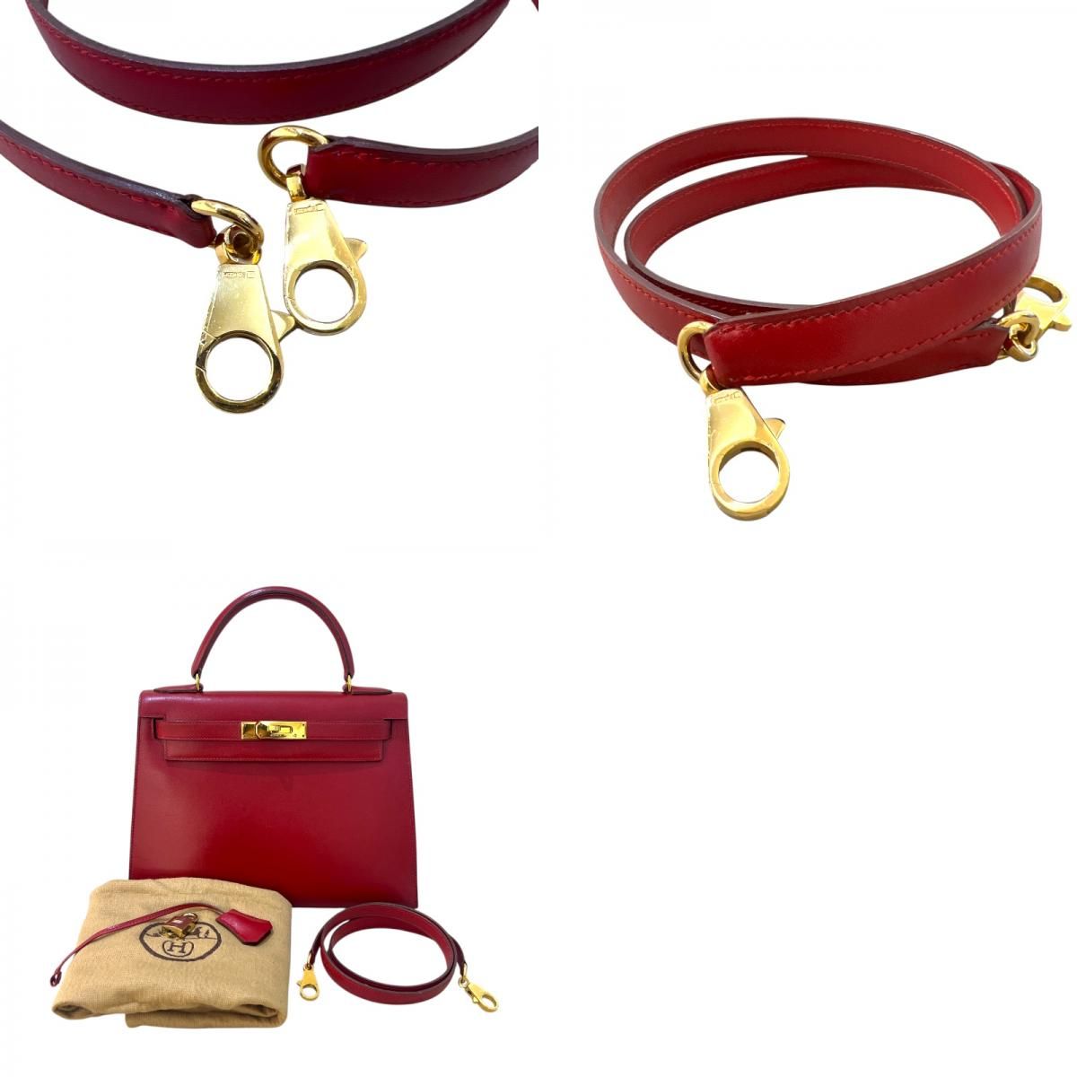 HERMES Kelly 28 Rouge Vif Handbag with Gold Hardware