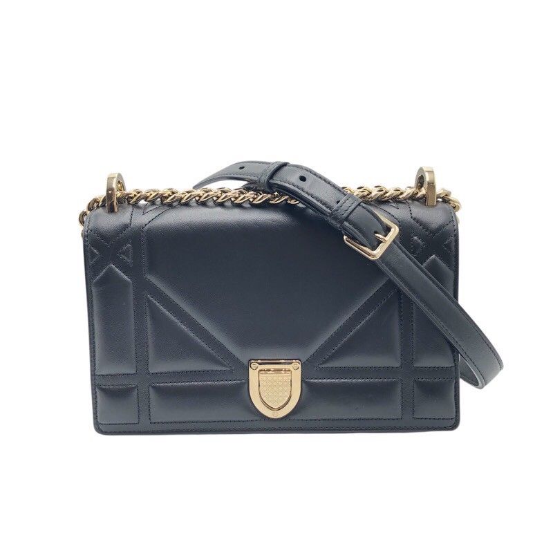 Christian Dior Diorama Shoulder Bag in Black with Gold Hardware