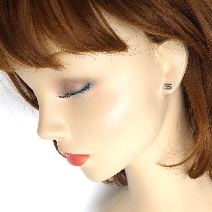 GUCCI G Logo Square Earrings in K18 White Gold - Exquisite Craftsmanship