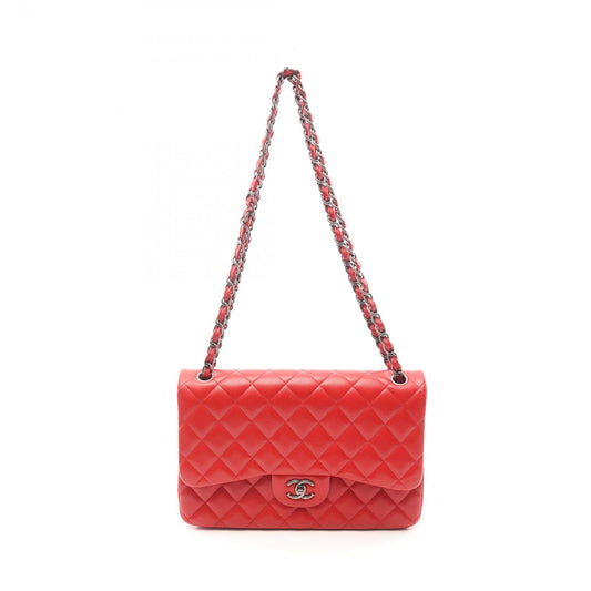 CHANEL Classic De Camellia 30 Large Double Flap Shoulder Bag - Red