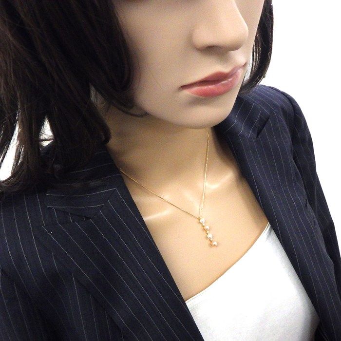 TASAKI Two-Tone Pearl Necklace with Diamonds in K18 Yellow Gold