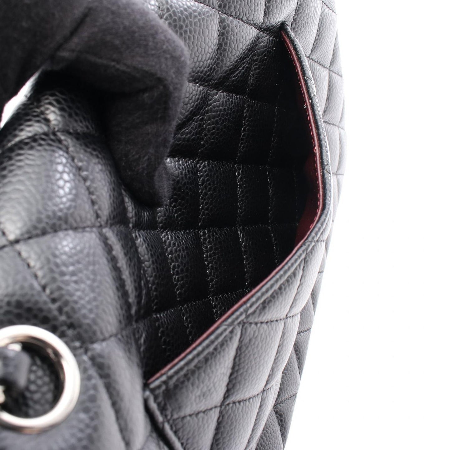 CHANEL Matelassé Double Flap Shoulder Bag in Black Caviar Skin