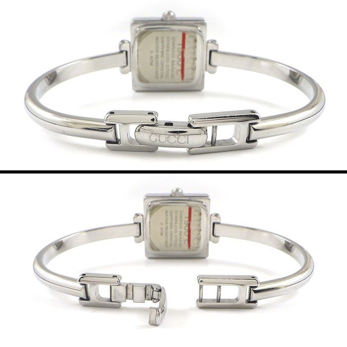 GUCCI 1900L Square Bangle Watch with Gray Sunray Dial