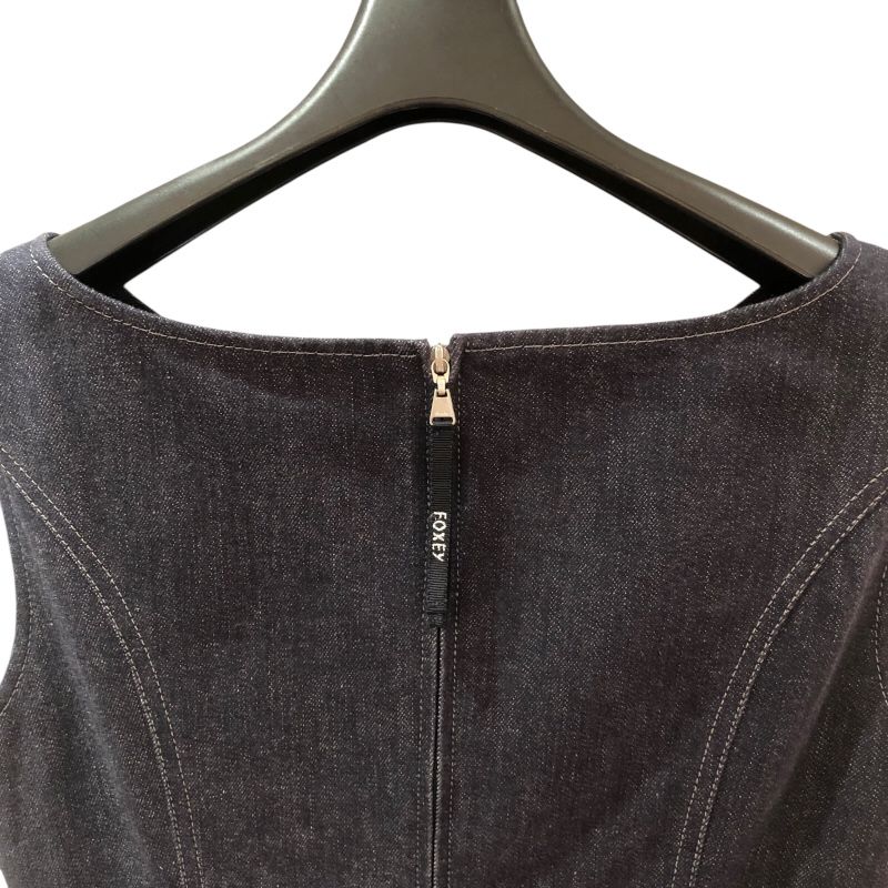 FOXEY NEW YORK Navy Denim Sleeveless Dress - Timeless Elegance
