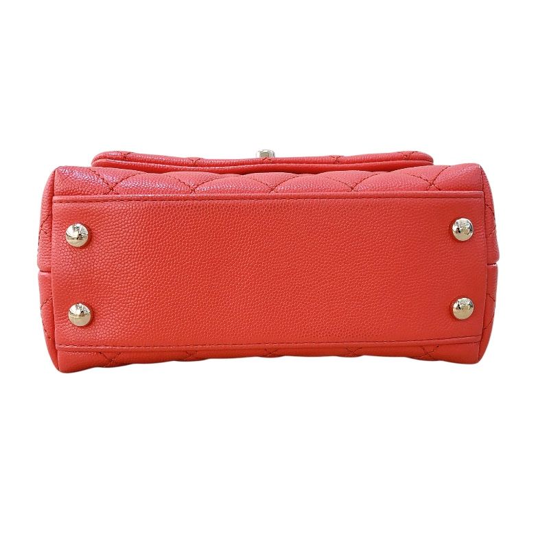 CHANEL Coco Handle XXS AS2215 Orange Caviar Leather Shoulder Bag