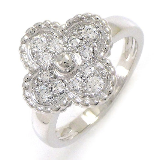 Van Cleef & Arpels Vintage Alhambra Diamond Ring in 18K White Gold