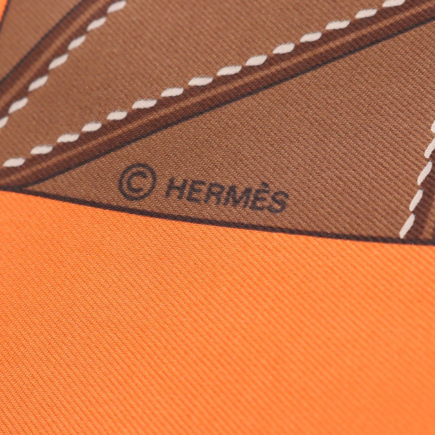 HERMES TOUT CUIR Silk Scarf in Brown & Orange - Exquisite Craftsmanship