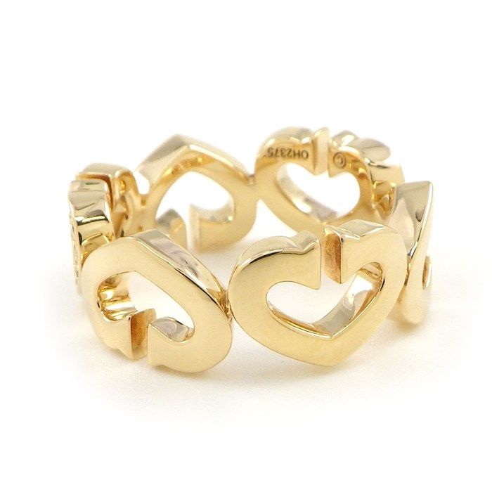 Cartier C Heart Ring with Diamonds in 18K Yellow Gold - Size 9