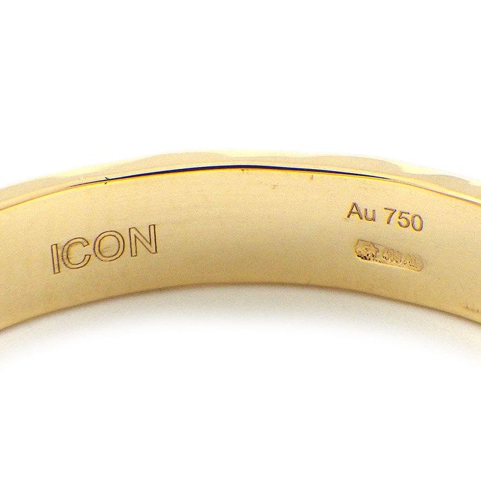 GUCCI Hammered Finish GG Logo Ring in 18K Yellow Gold - Size 26