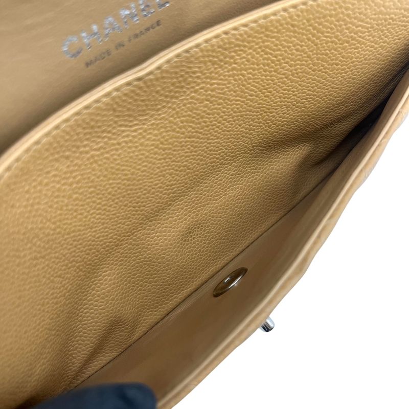 CHANEL Matelassé 25 Beige Caviar Leather Shoulder Bag