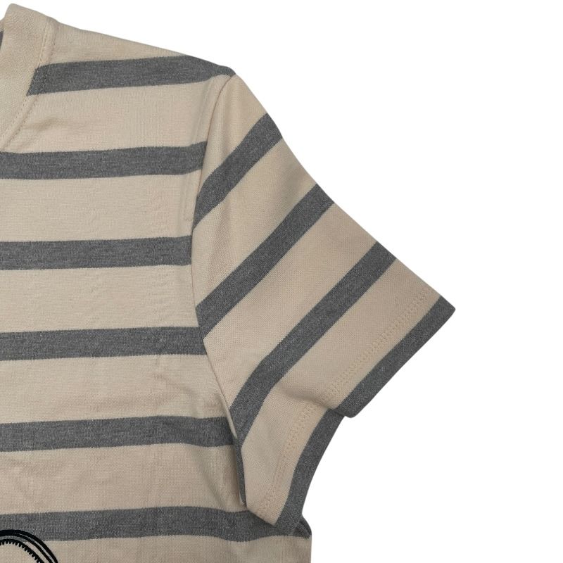 HERMES Ivory Cotton Striped Print T-Shirt for Women