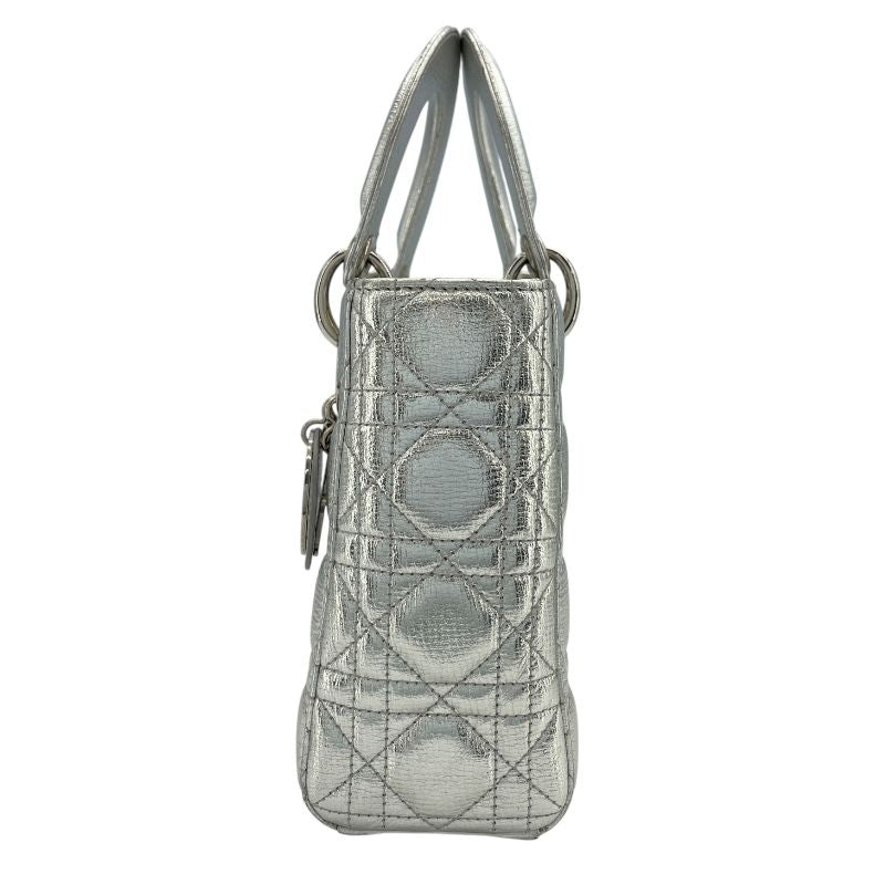 Christian Dior My Lady Dior Silver Leather Shoulder Bag