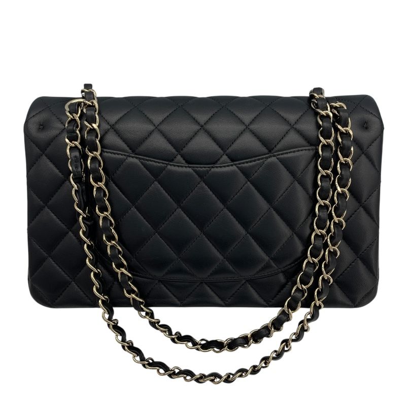 CHANEL Matelassé 25 Wappen Black Lambskin Shoulder Bag
