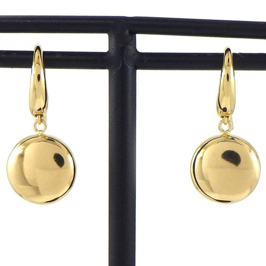 K18YG Swing Hook Earrings with Round Motif - Exquisite Craftsmanship